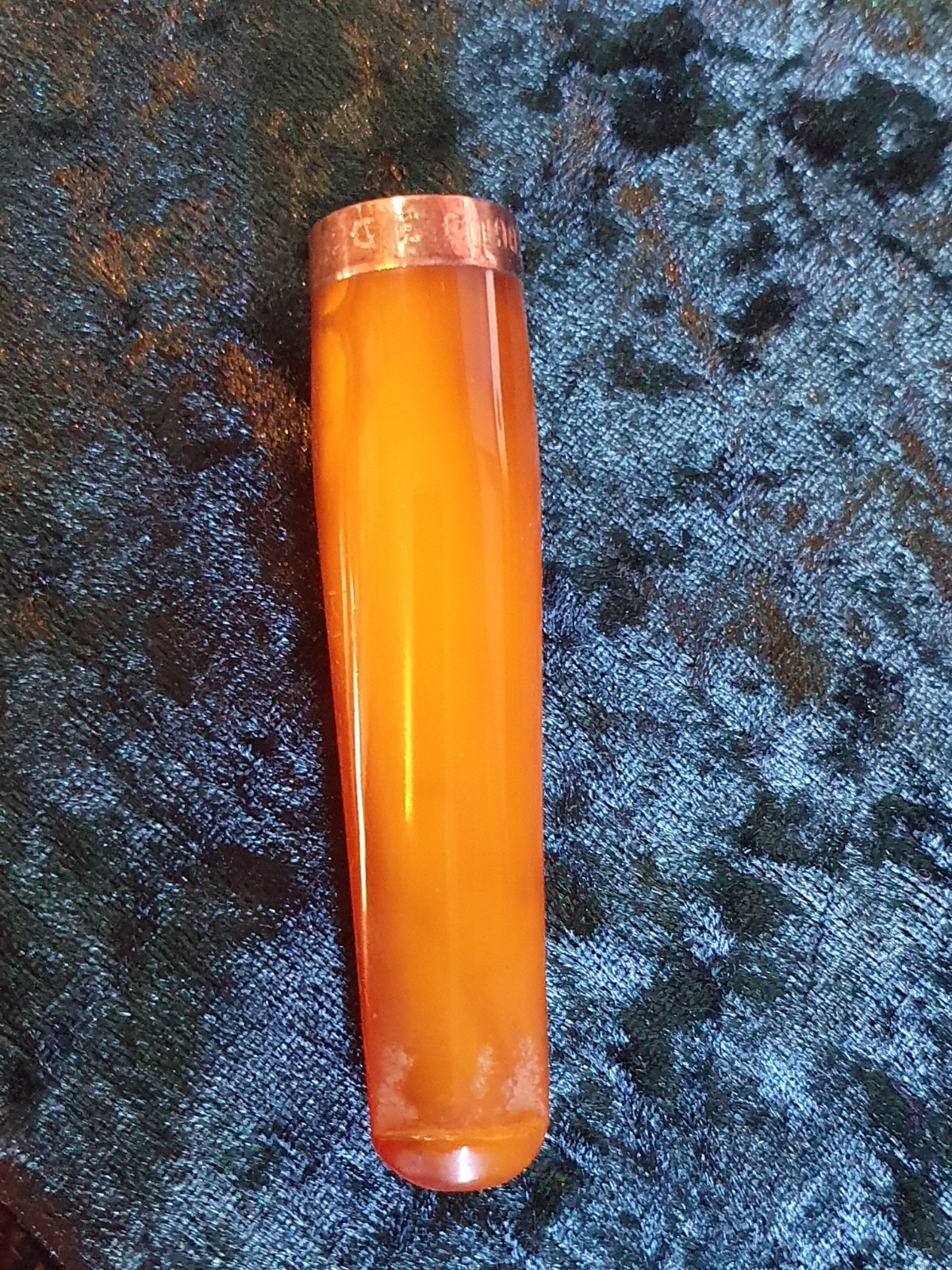 Antique Amber Cheroot/Cigar Holder with 9ct Gold Hallmarked 1899 Ring & Case