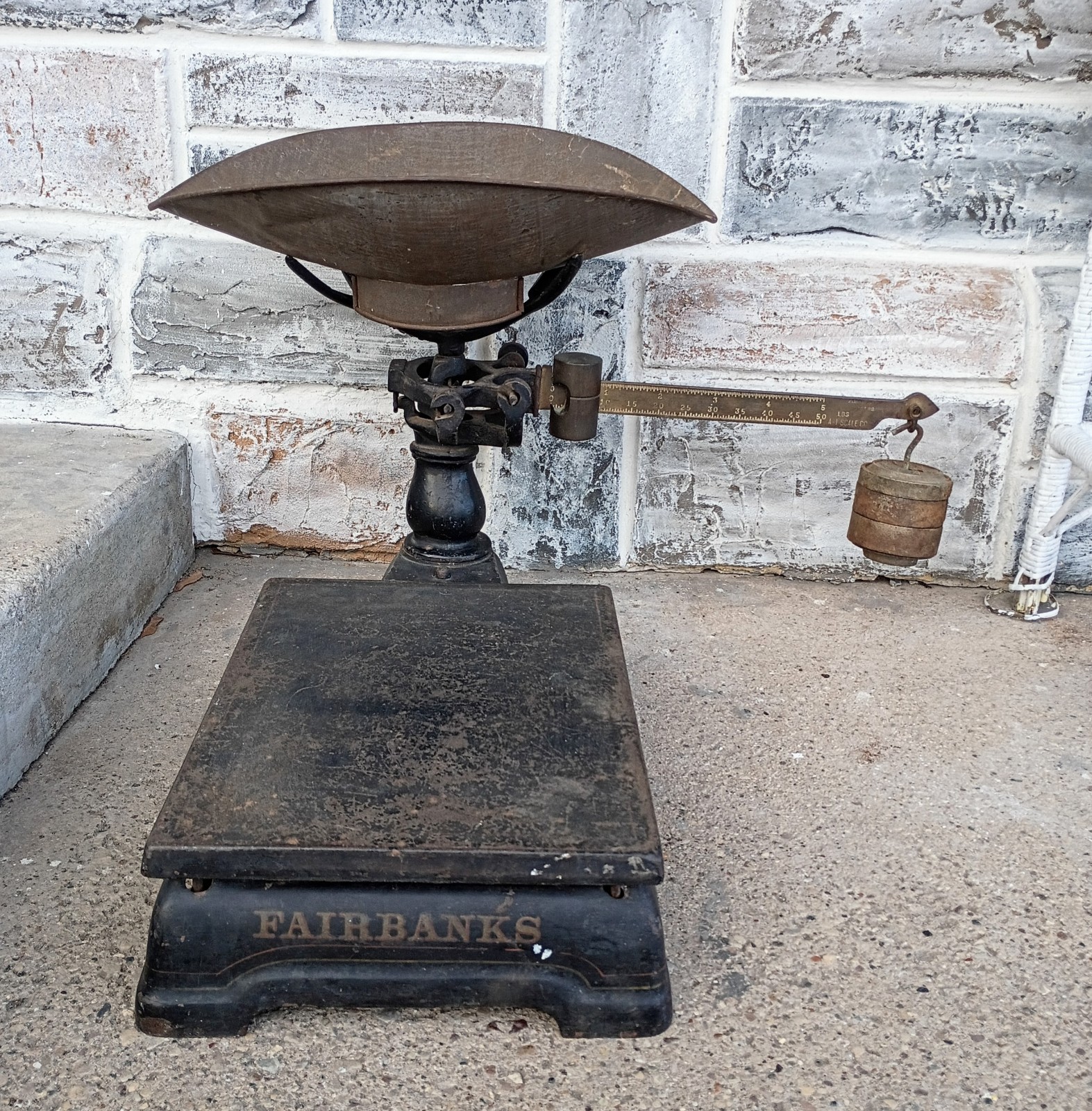 Antique Fairbanks Cast Iron Brass Countertop Platform Merchantile Balance Scale