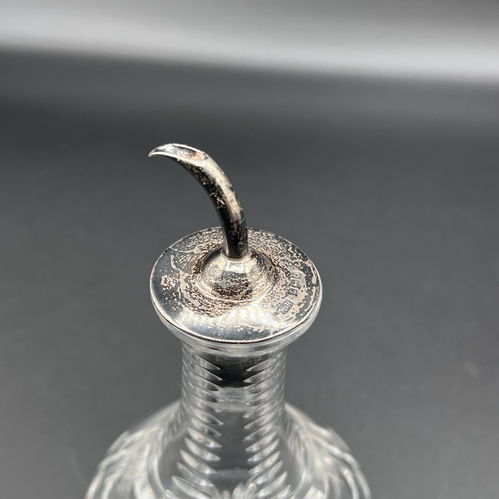 Crystal Victorian Pear Jar Silver Lid Birmingham 1913