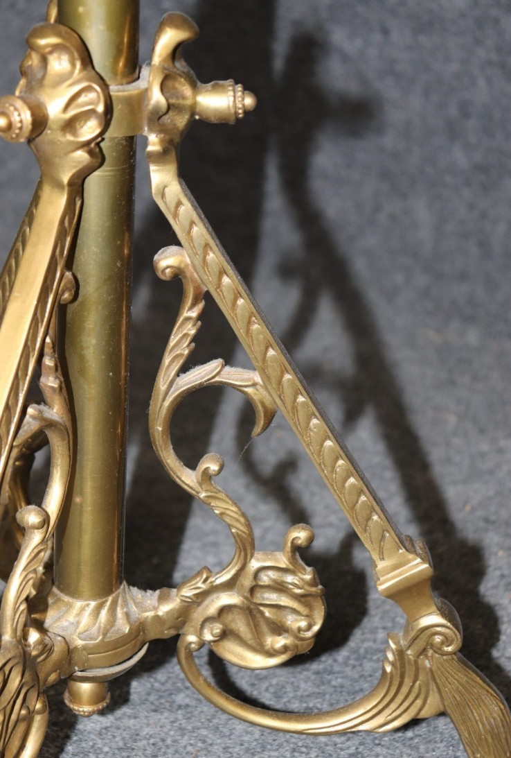 French Regency Marble Top & Bronze Occasional Paw Foot Adjustable Martini Table