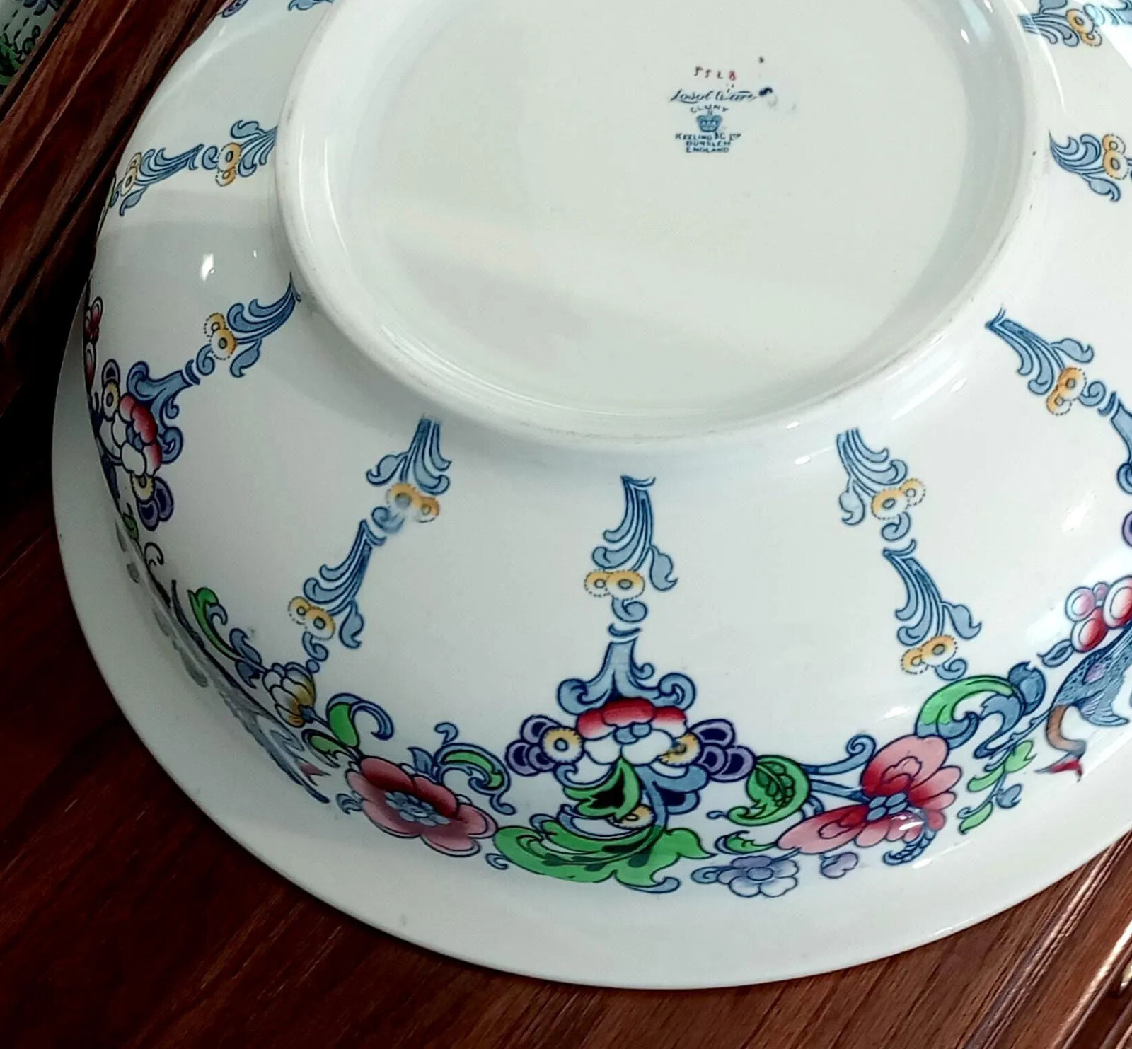 2 pc Antique Water Pitcher & Basin – “Cluny” by Keeling 1912-1936 – England