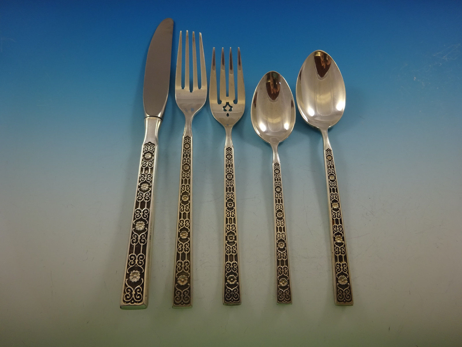 Spanish Tracery by Gorham Sterling Silver Flatware Service 8 Set 45 Pieces
