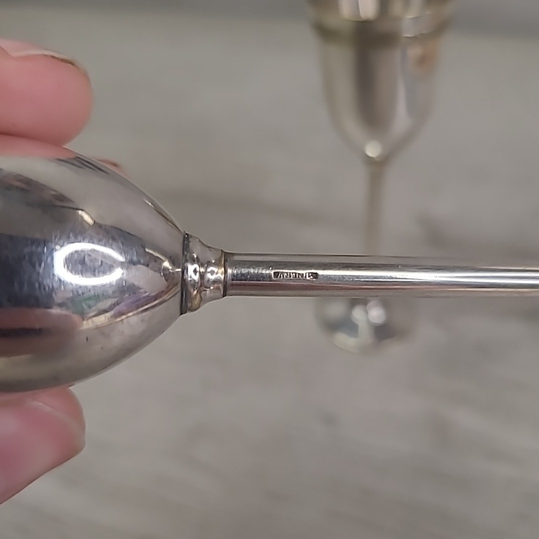 Silver Plated Cordial Goblet Set of 2 / Marked “Minerva” 1 Oz Shot 4.25″