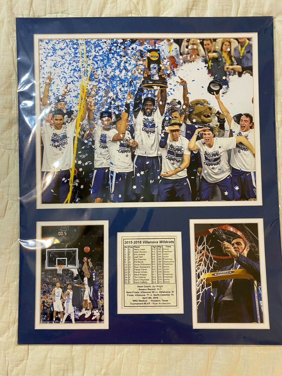 Villanova U Wildcats NCAA Basketball 2015-16 National Champs in Collage 16″X20″
