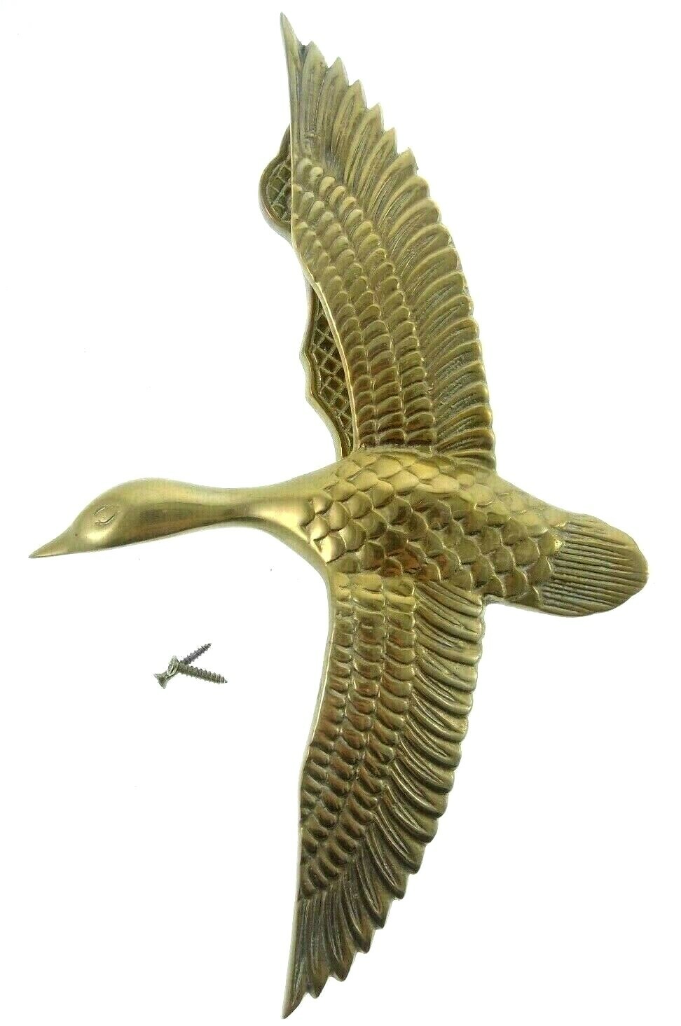 10″ Large Penco Vintage Brass Flying Duck Door Knocker Bird Wall Mount Hanging