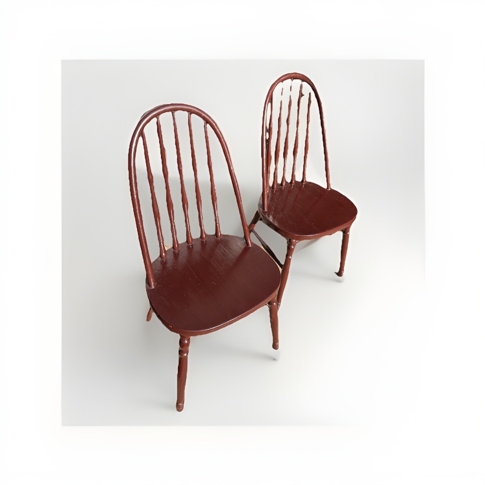 1 Vintage Windsor Spindle Round Back Chairs(2 Avail) WoodSpindle Repainted 1970s