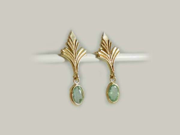 Gold Emerald Earrings 1¼ct Antique 19thC Siberian Ancient Sumer Immortality 14kt