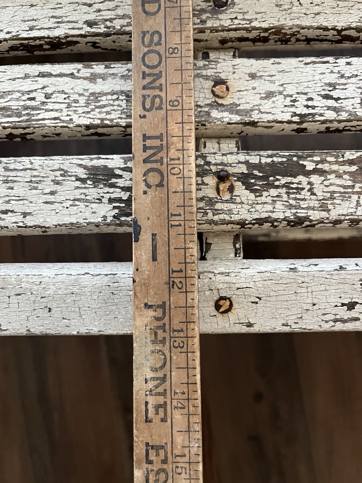Antique Folding Wood Bench Rustic White Slatted Garden Patio Seat 42”