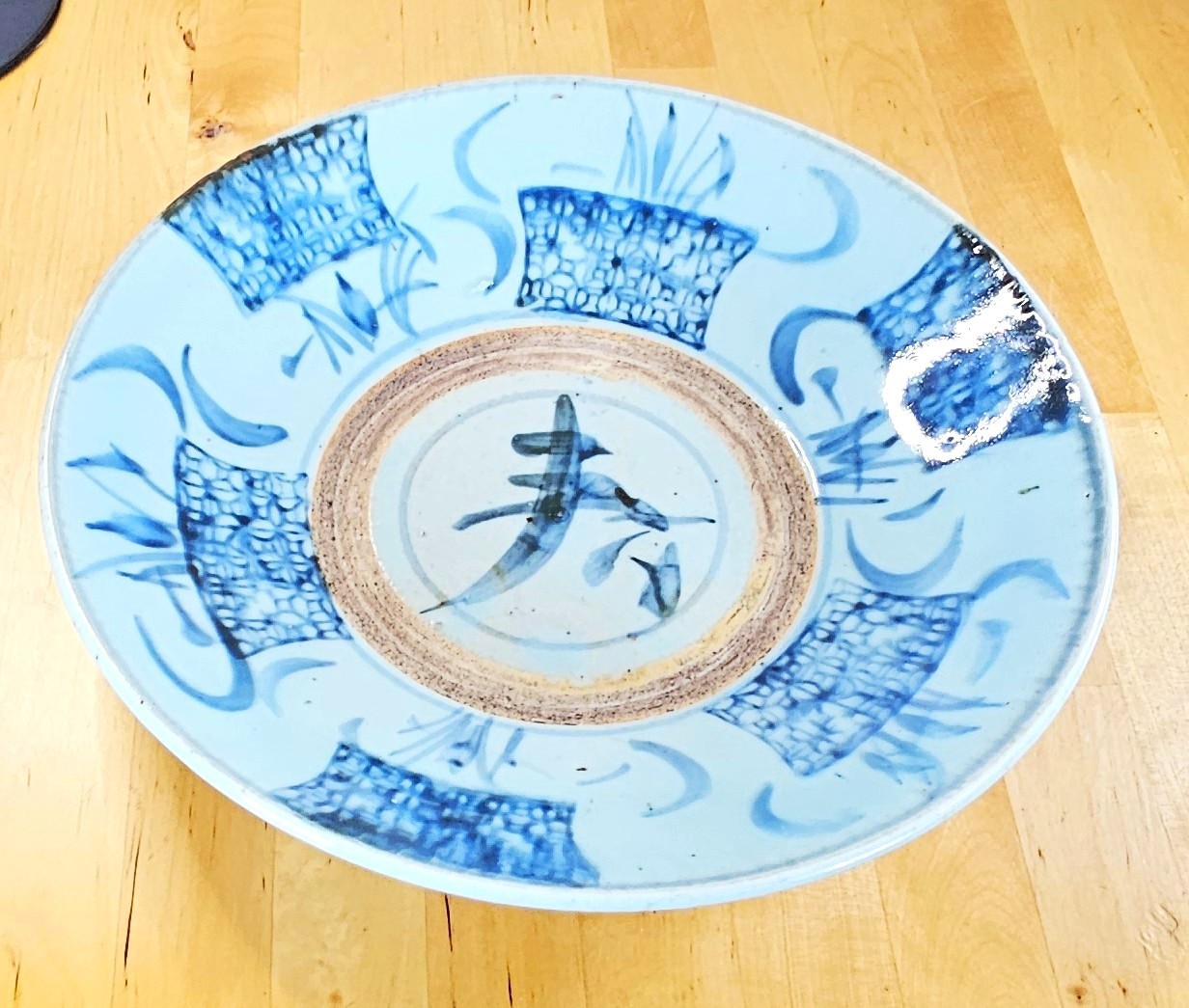17th c. Ming Swatow Blue & White Porcelain Charger Dish Antique 12”
