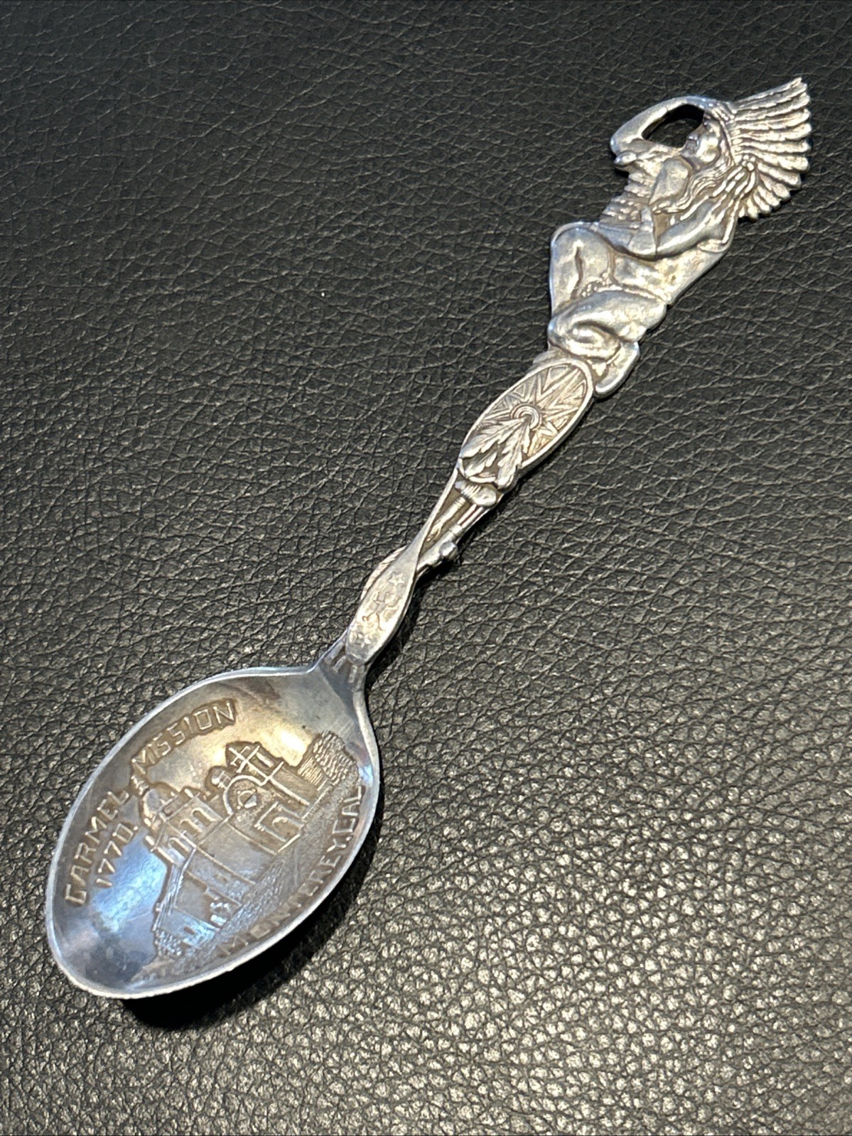 Carmel Mission Monterey CA Sterling Souvenir Silver Native American Chief Indian