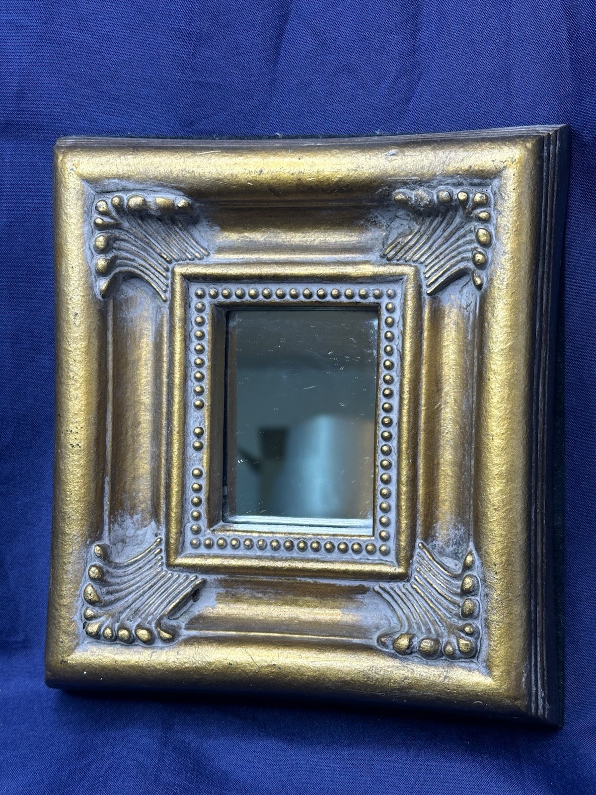 Vintage Ornate Gold Wall Mirror Baroque Beaded Frame Accent Mirror