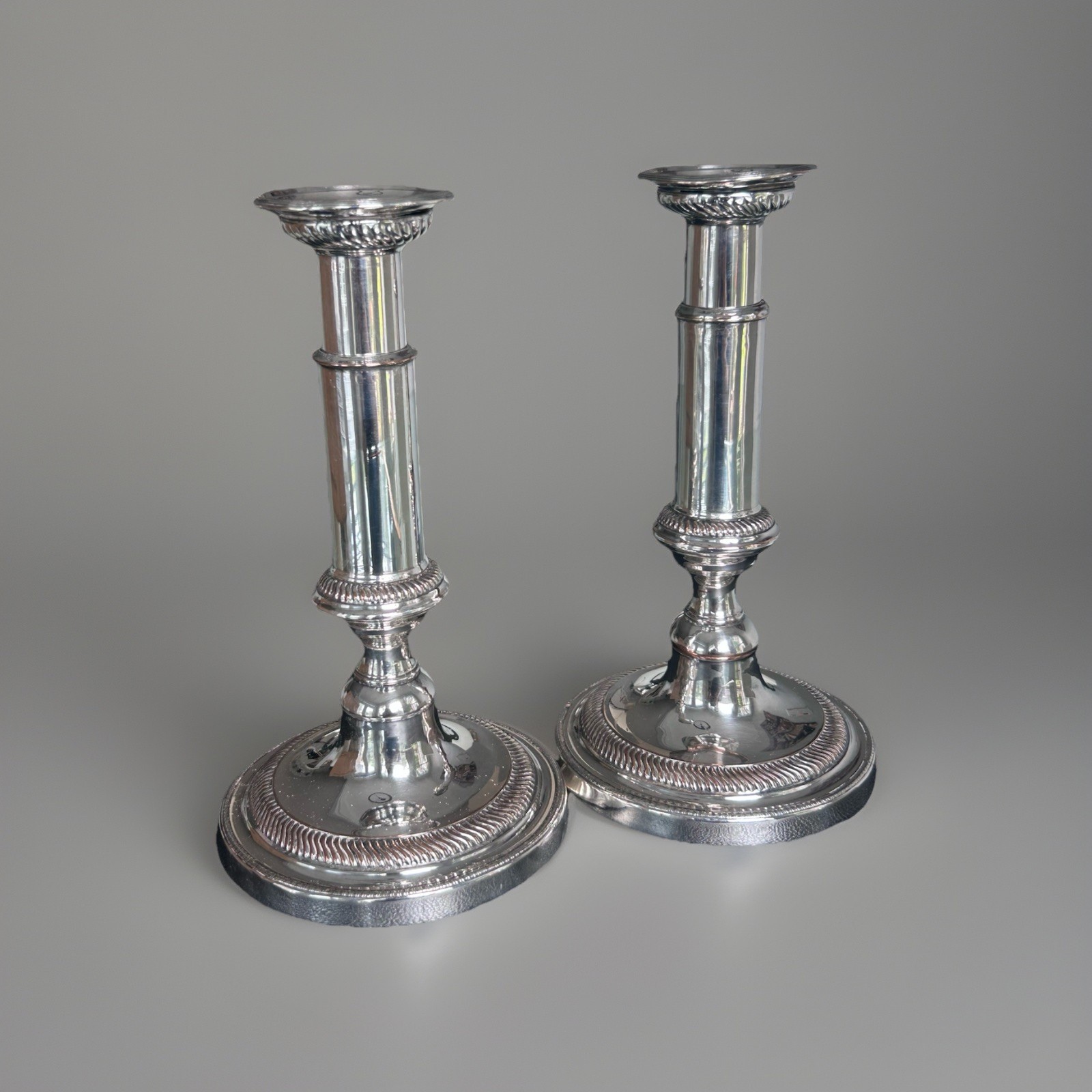 GEORGE III OLD SHEFFIELD PLATE TELESCOPIC CANDLESTICKS BY A. GOODMAN & Co. RARE