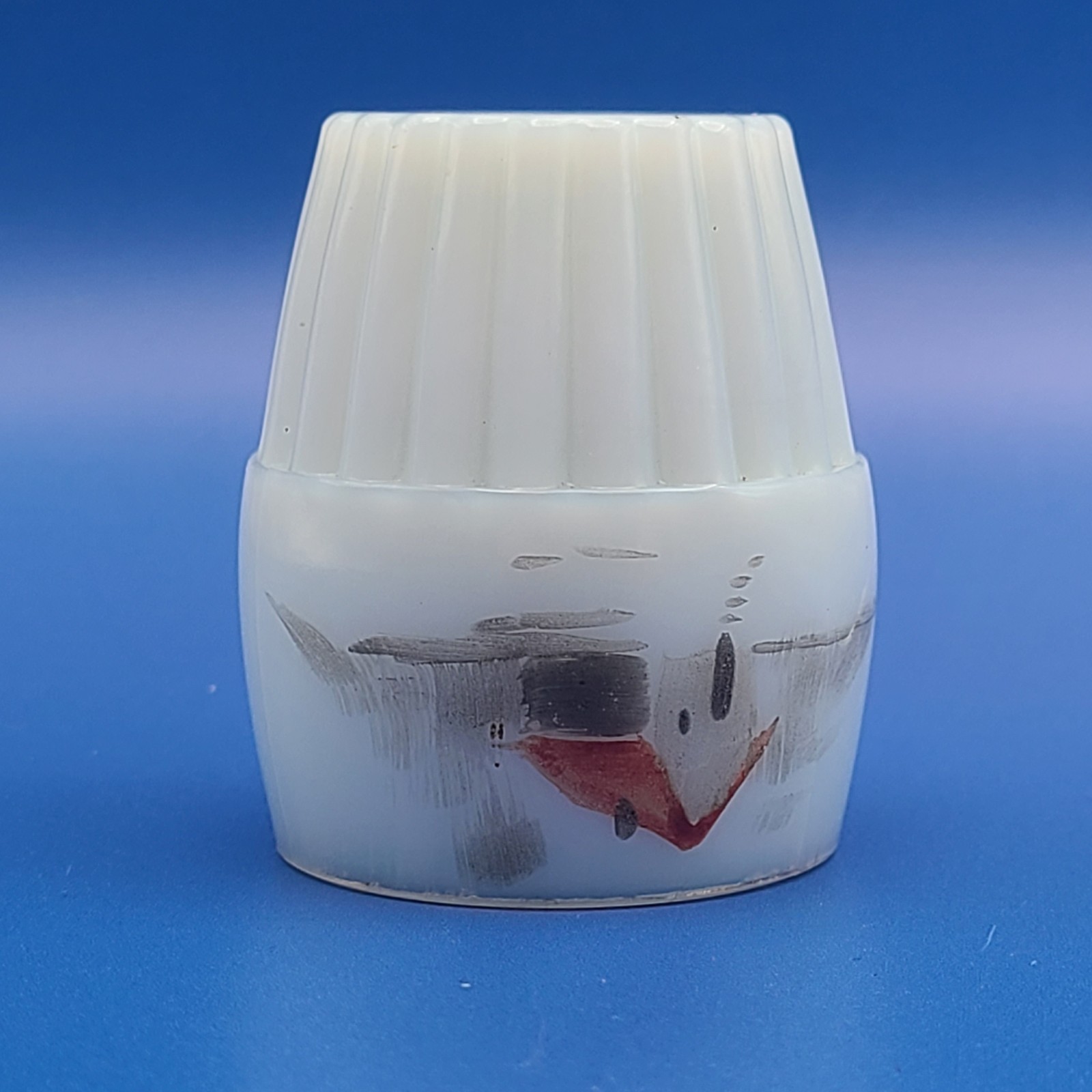 2 Victorian Hand Painted Ribbed Base Milk Glass Toothpick Holders FREE SHIPPING