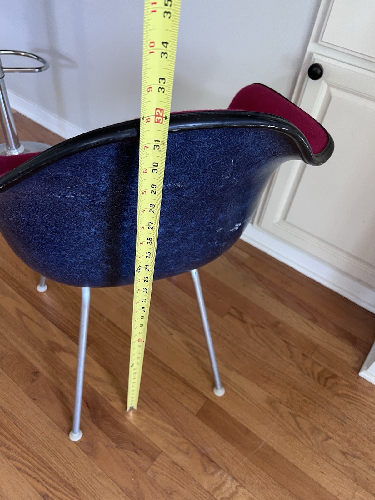 Vtg MCM Herman Miller Eames Fiberglass Arm Chair Upholstered Mid Century Modern