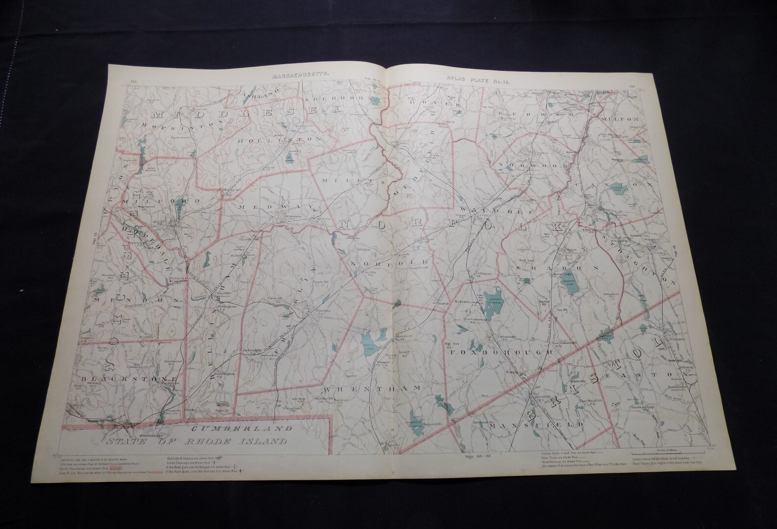 1891 Massachusetts Topographical Map of Counties Northeast of Rhode Island