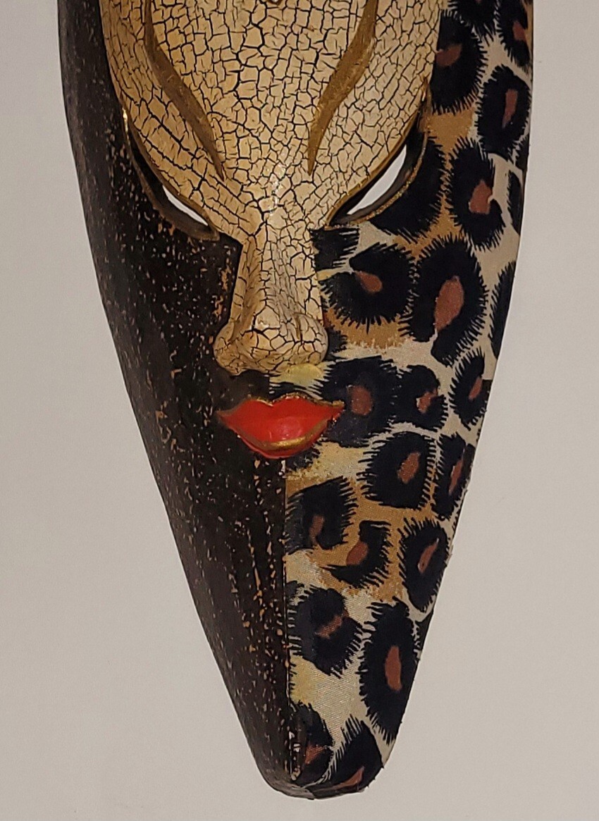 Bali Ethnic Tribal Wood Carved Mask “Aflame” by Sejati-19″ Long – Indonesia