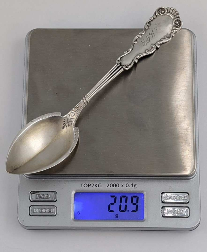Sterling Silver Citrus Grapefruit Spoon 5-3/4″ 20g with Monogram and Date