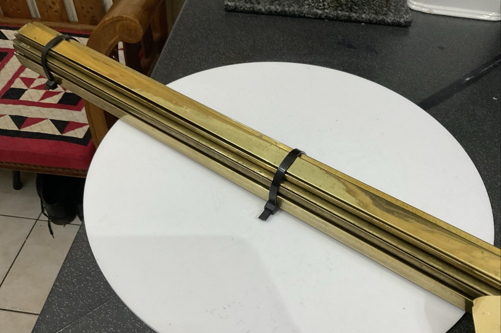 Antique Vintage Semi Circle Heavy Brass Stair Rods Bars x 16 – No Clips