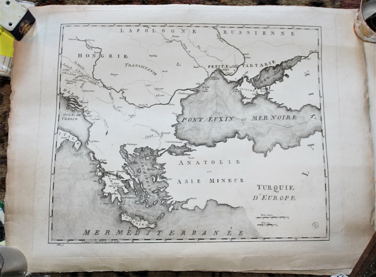 Large 1700’s Italian Map Anatolie ou Asie Mineur Turquie D’Europe Unknown Maker