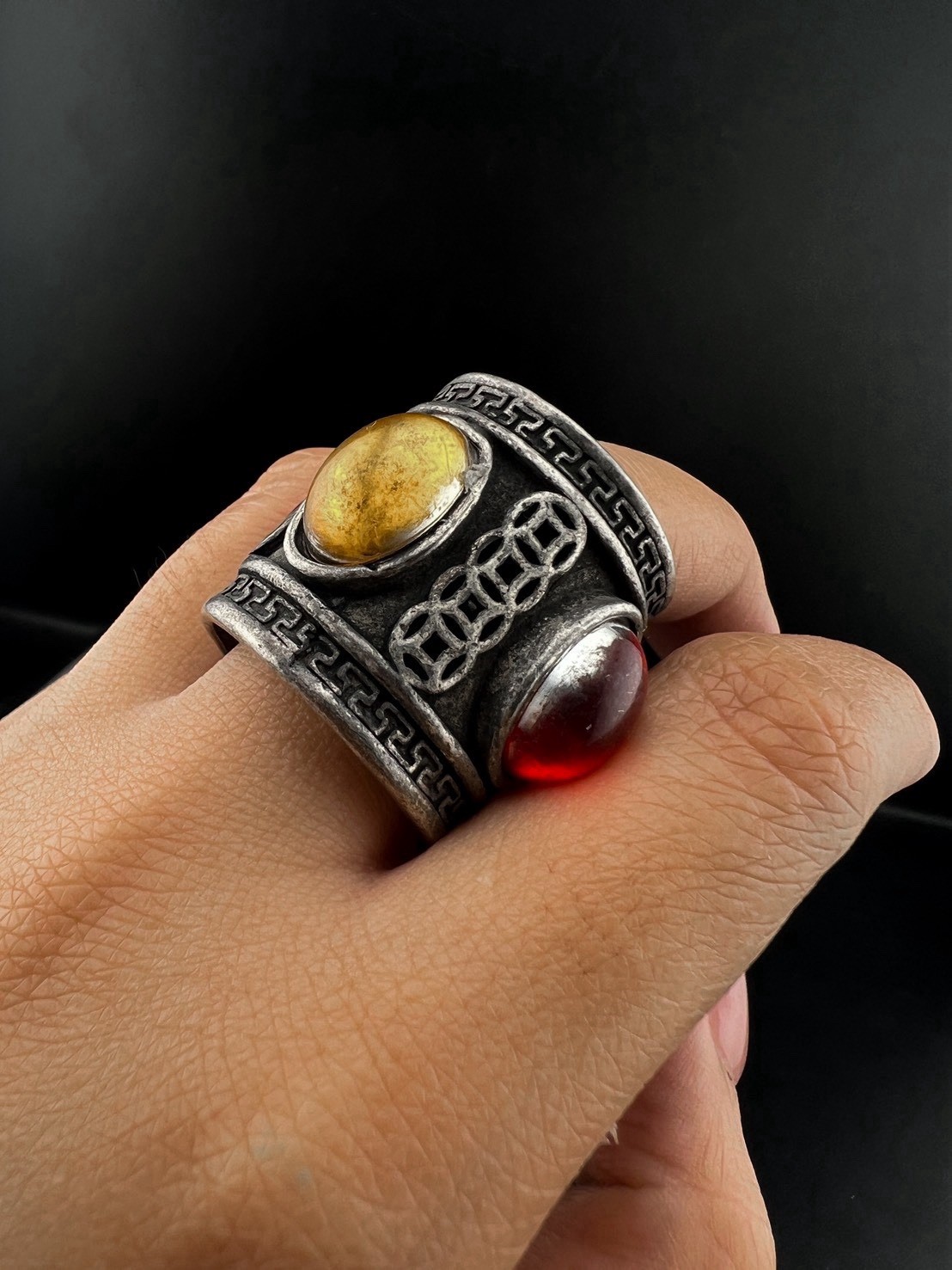 Rare Vintage Solid Silver RING WITH NATURAL stone