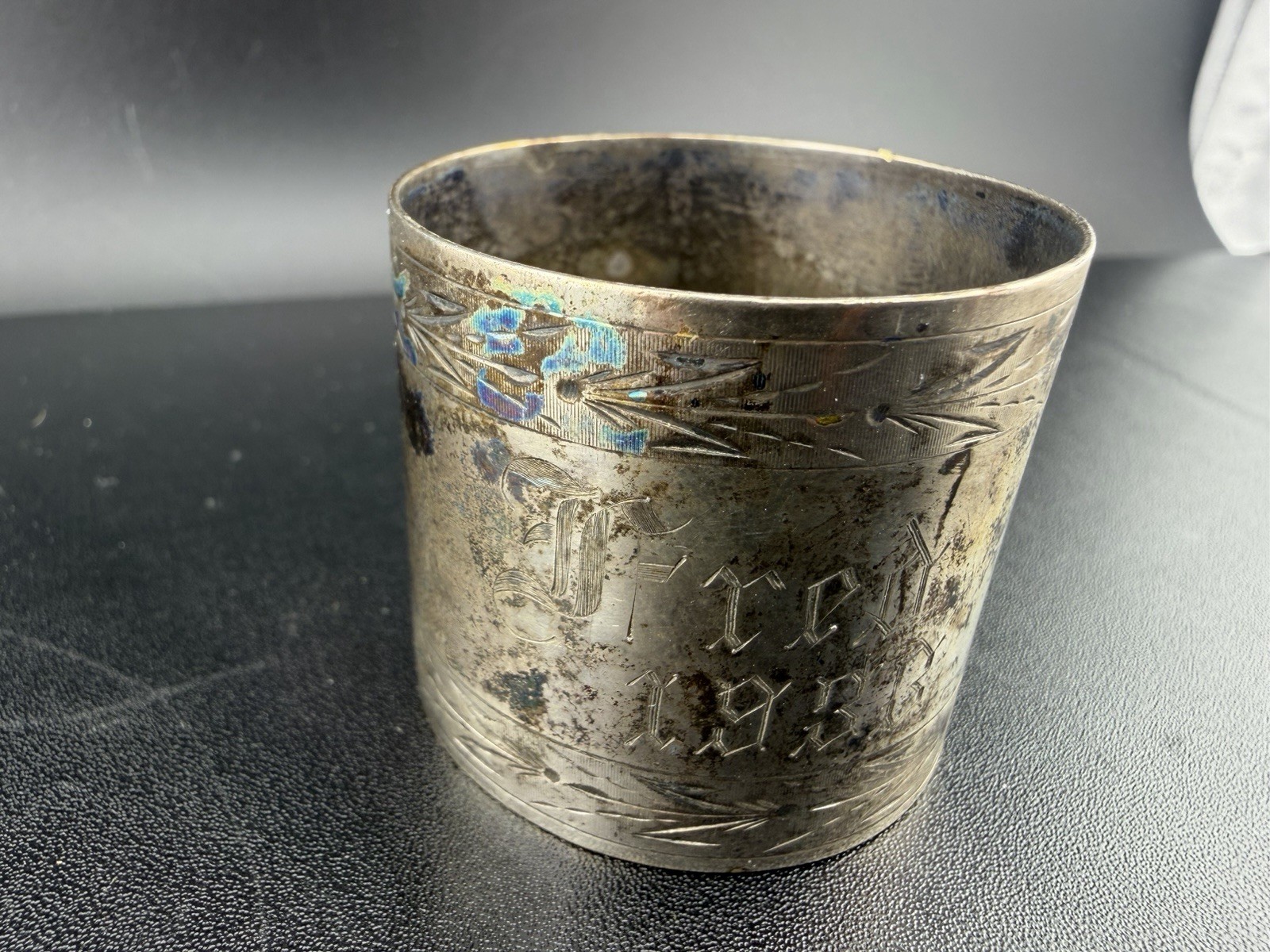 Antique 850 Silver Napkin Ring Engraved Fred 1933 To Howard 1875 33.66g Tested