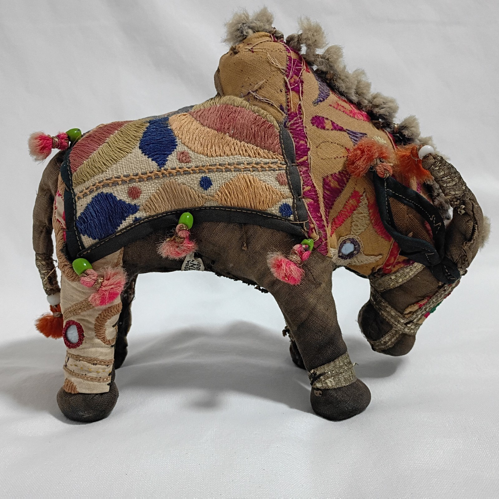 Vintage Antique Hand Woven Bull Stuffed Animal 100% Cotton Made In India