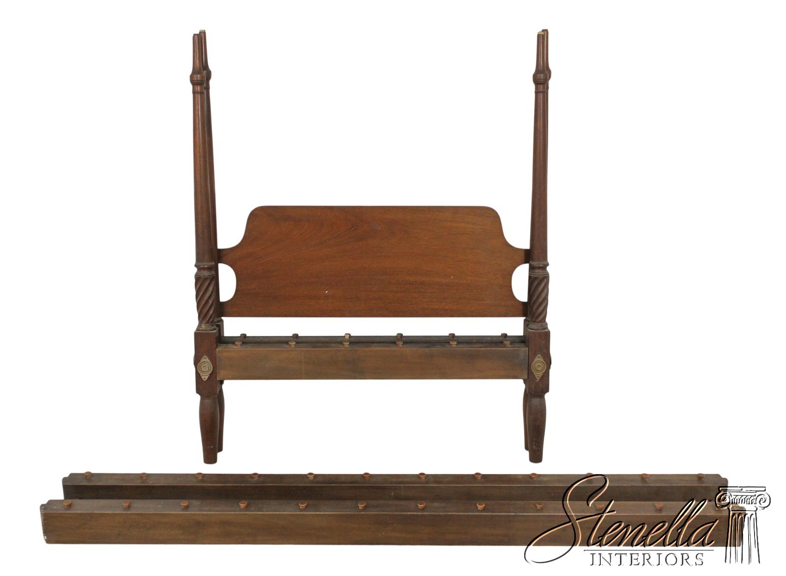 F59480: KITTINGER Twin Size Mahogany Poster Bed ~ For Restoration