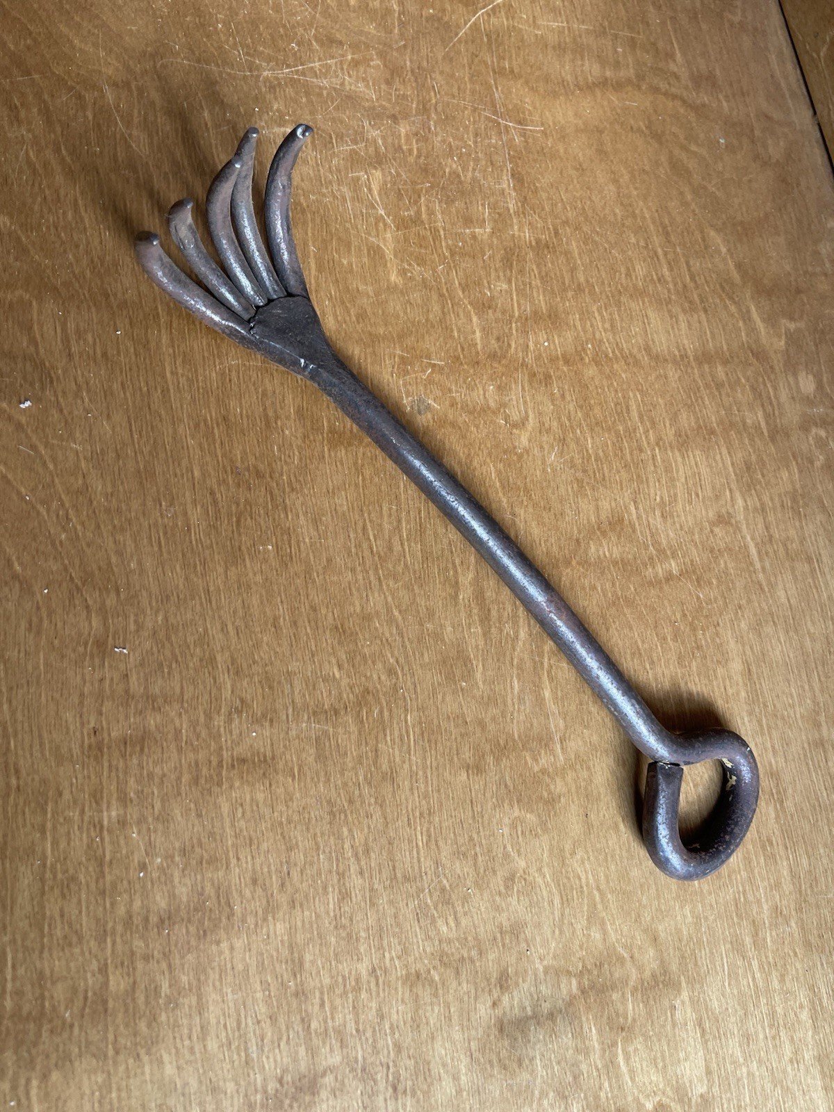 Antique Primitive Forged Iron Hardware Store Nail Bin Rake 12″ Long