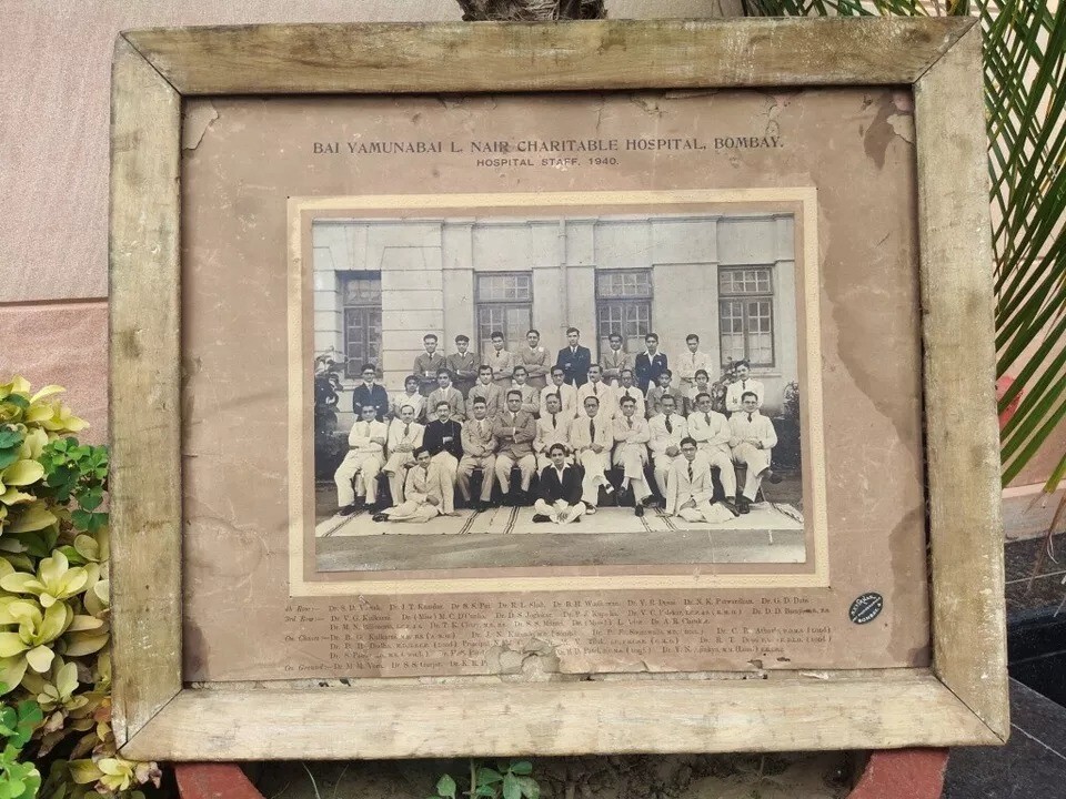 1940 ‘s Collectible Photograph Of Hospital Staff In Bombay Print Framed Decor