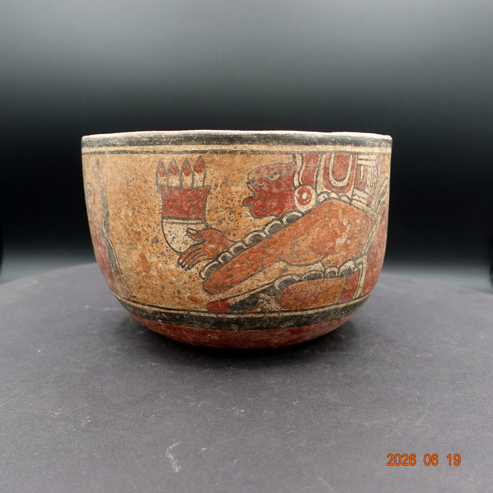 Pre-Columbian Authentic Artifact Ceramic Pottery Poly-Chrome Maya Copador