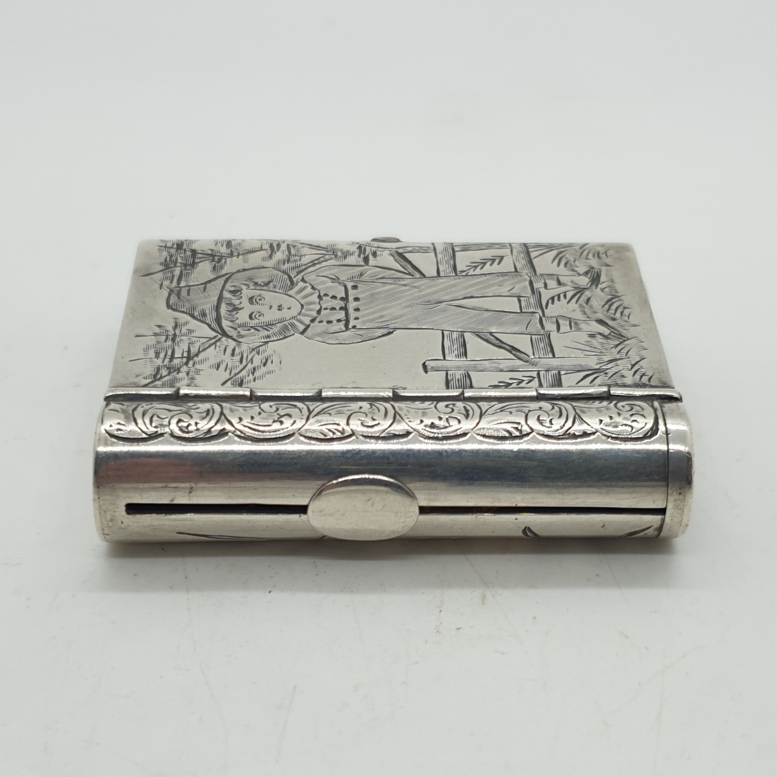 Scarce Solid Silver Book Slow Burn Vesta Case Sampson Mordan & Co 1881