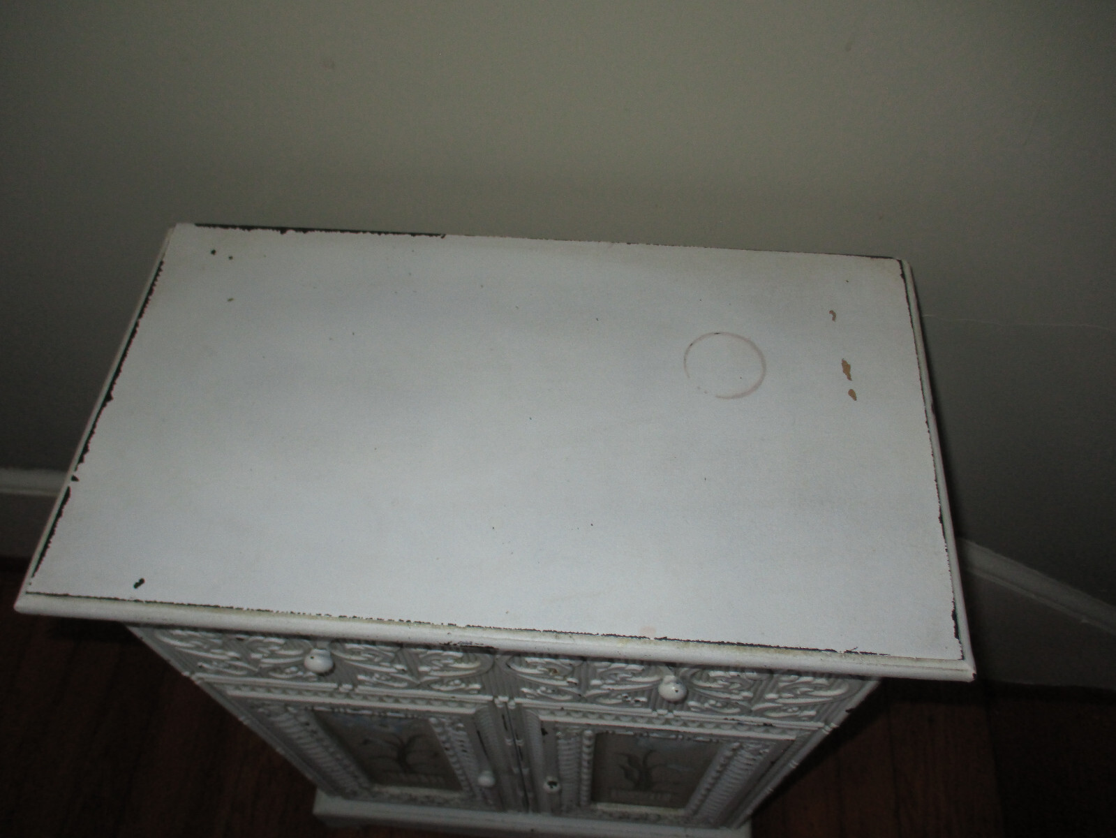 Gorgeous! Vintage French Country Ornate Carved Painted Doors Accent Cabinet