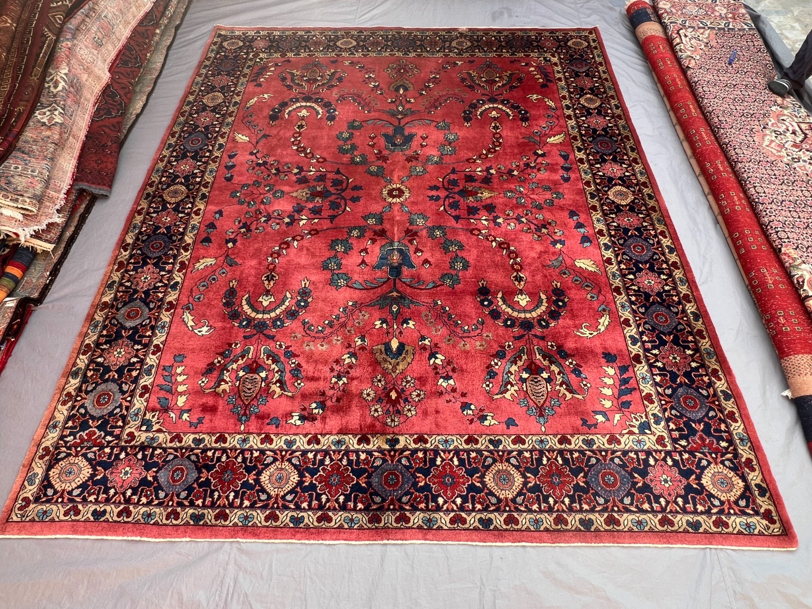 8’3×10 Ft Vintage Handknotted Caucasian Floral Medallion Design Wool Area Rug