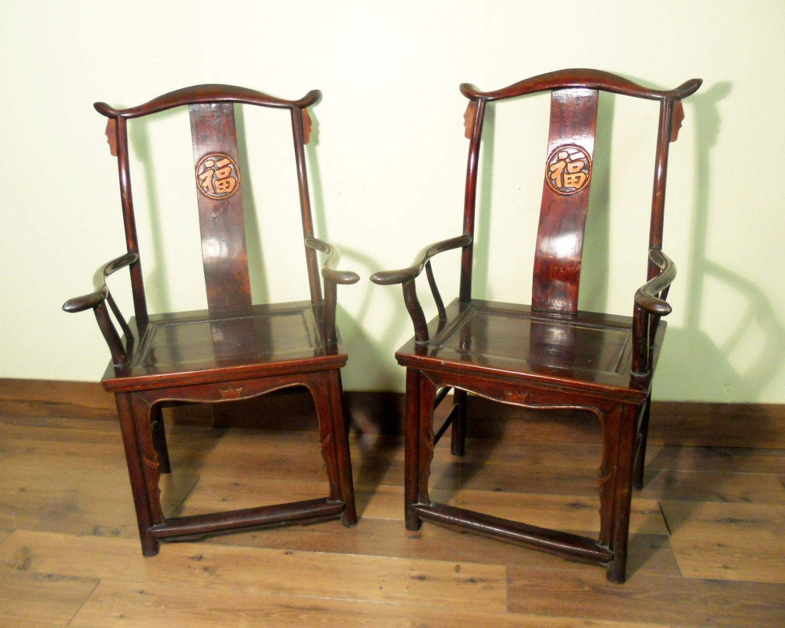 Antique Chinese High Back Arm Chairs (5731) (Pair), Cypress, Circa 1800-1849