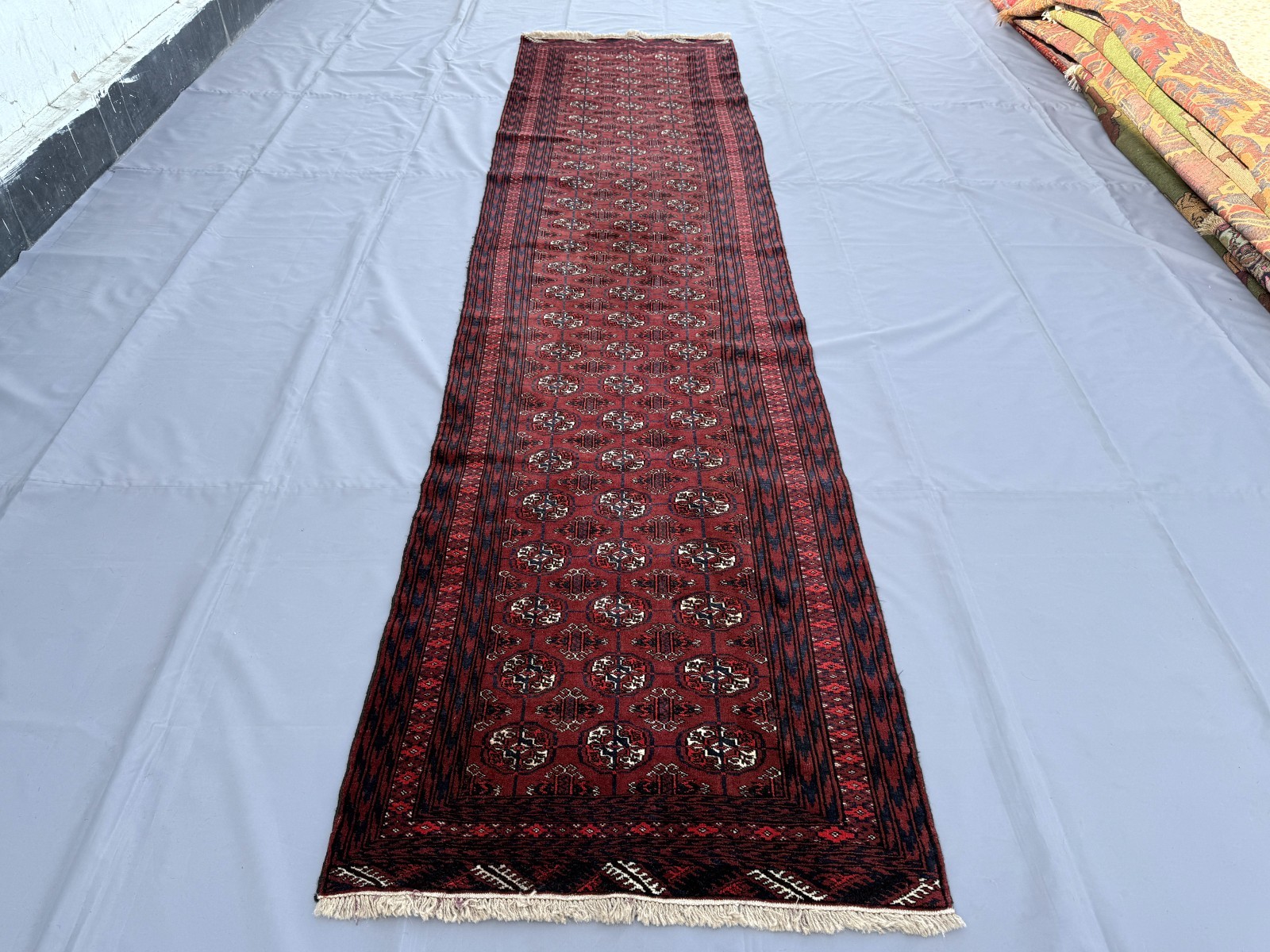 Antique Afghan Bokhara Runner Rug 3×12 Hand Knotted Persian Style Hallway Carpet