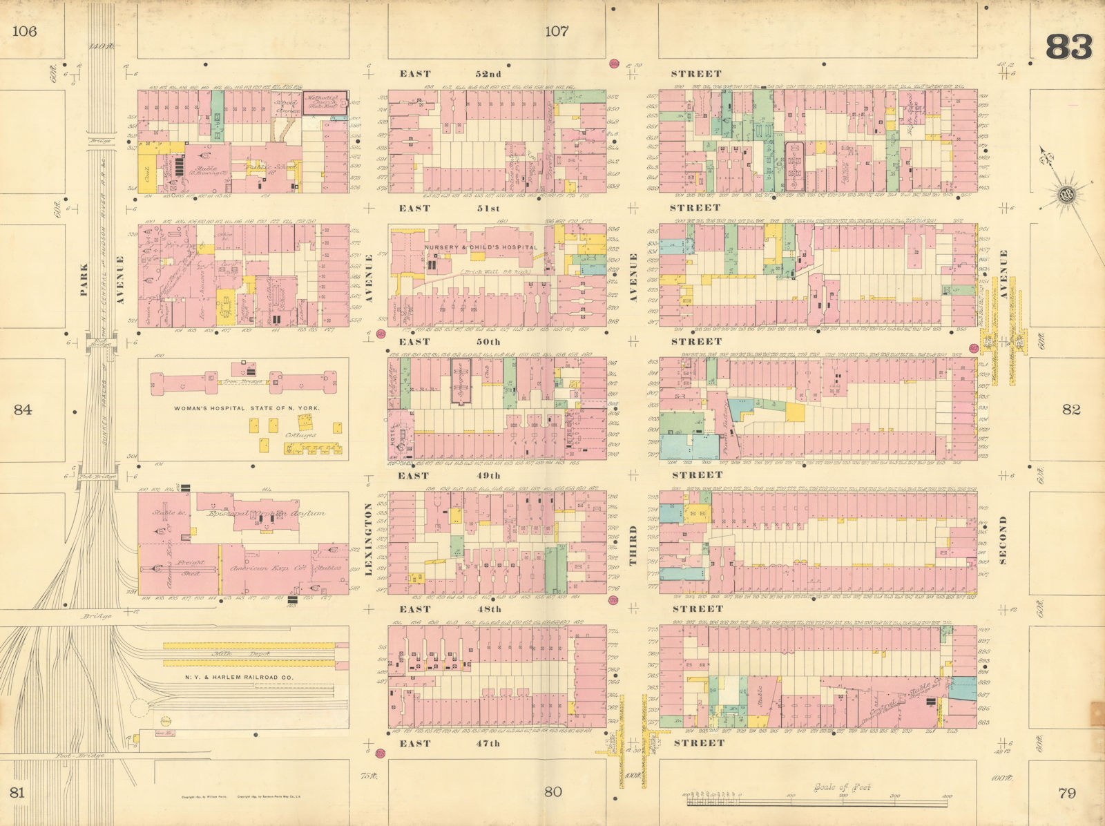 Sanborn NYC #83 Manhattan Midtown East Turtle Bay 1899 old antique map chart