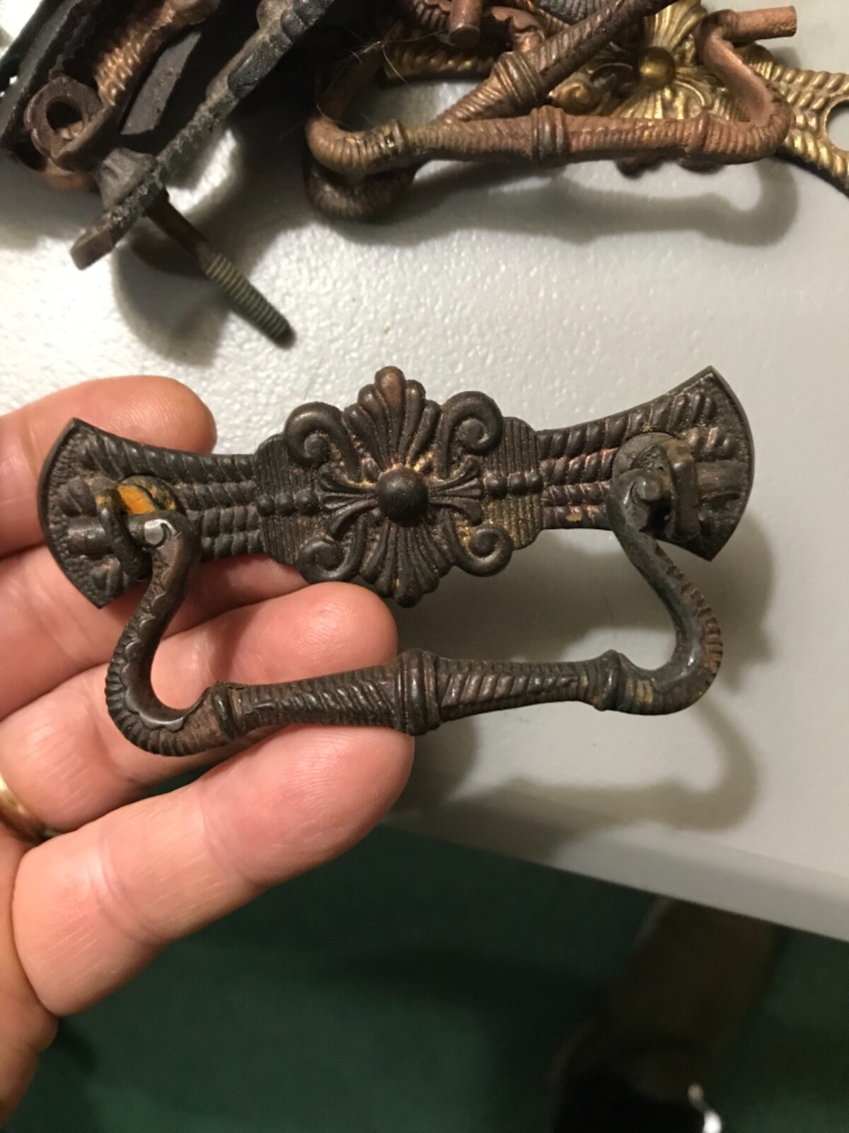 AMAZING RARE CRAFTSMAN VICTORIAN BRONZE/BRASS EASTLAKE ANTIQUE HANDLE PER PULL