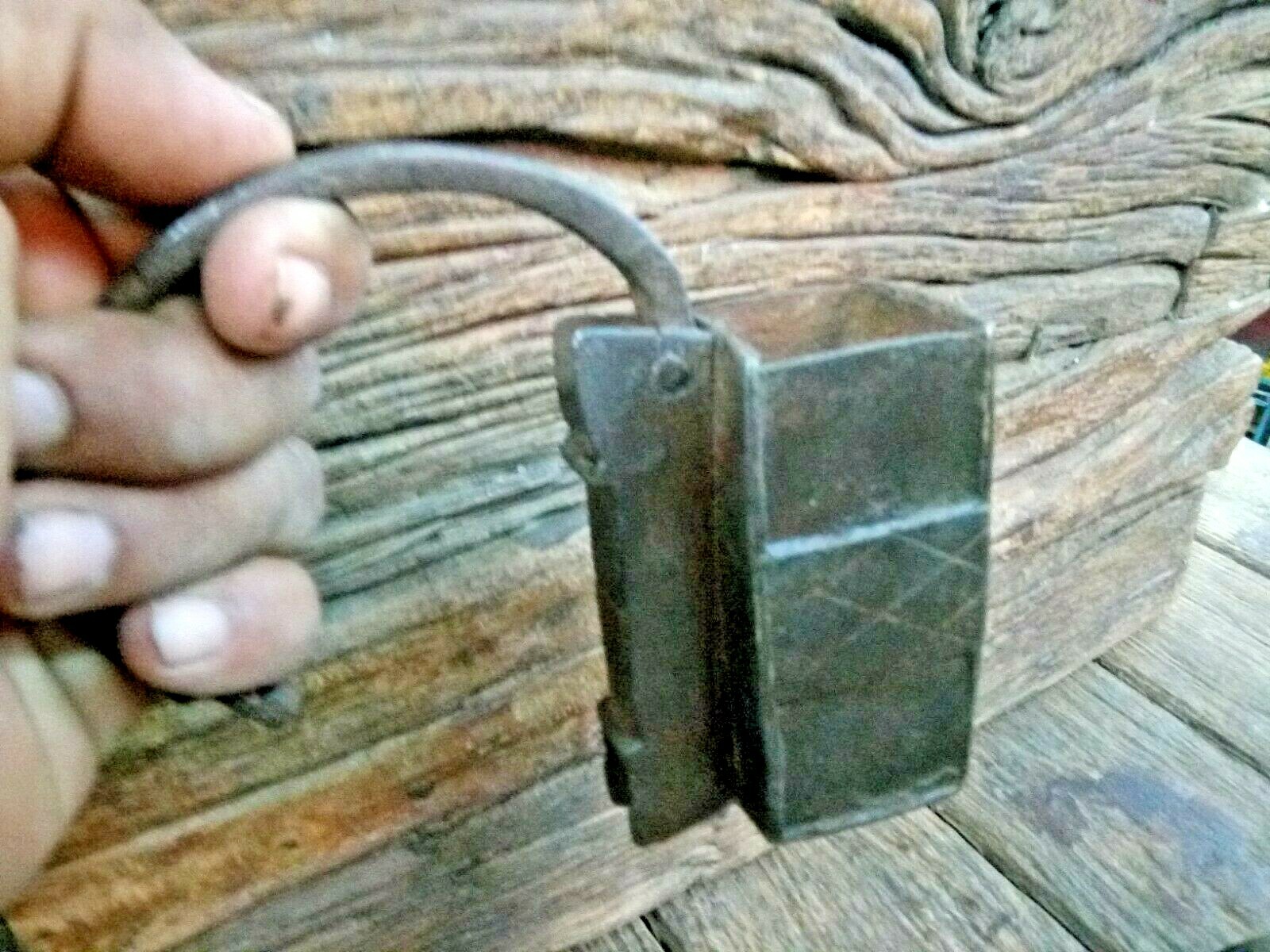 OLD VINTAGE IRON LOCK COVER REPLACEMENT TABLE CANDLE STAND 2 PIES