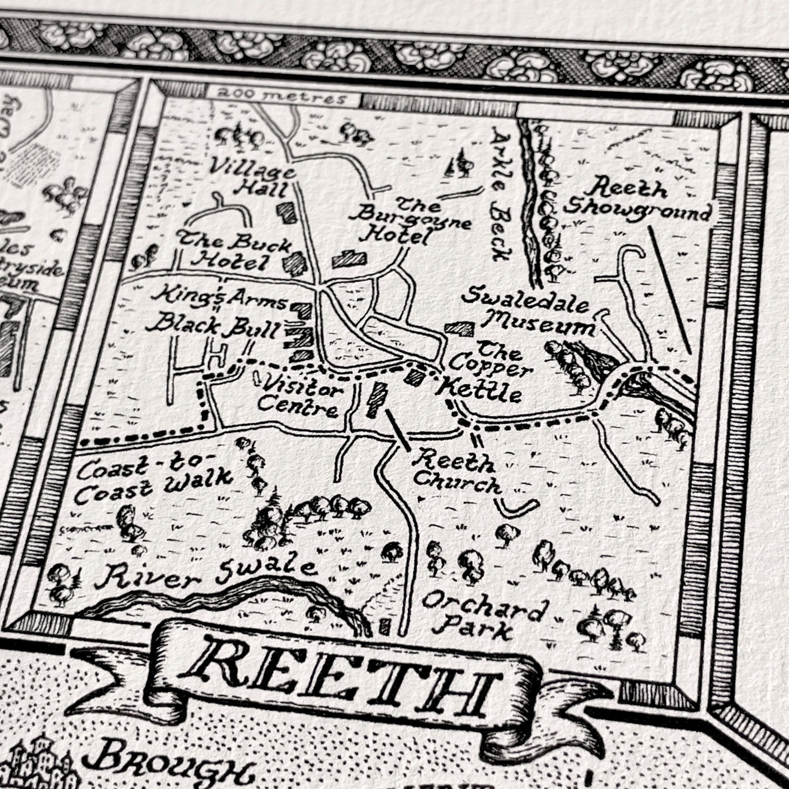 Yorkshire Dales Map [with mount] – Fine Art Prints Hand Drawn by Manuscript Maps