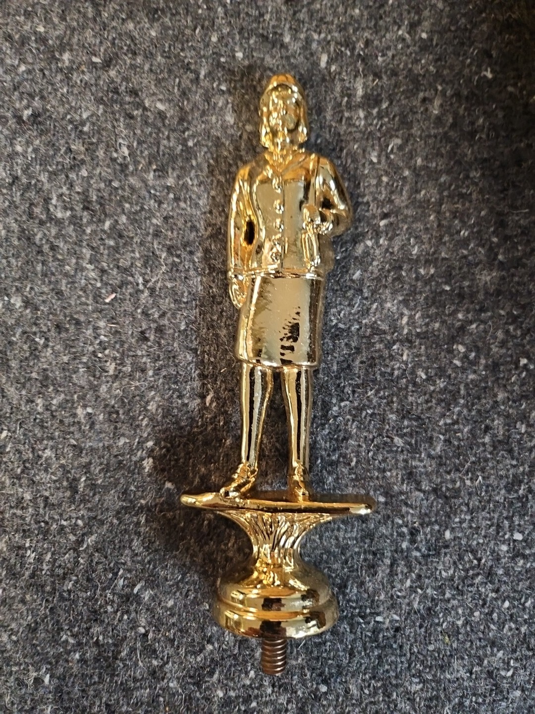 Vintage Gold Cast Metal Business Woman Trophy Topper/Rat Rod Hood Ornament