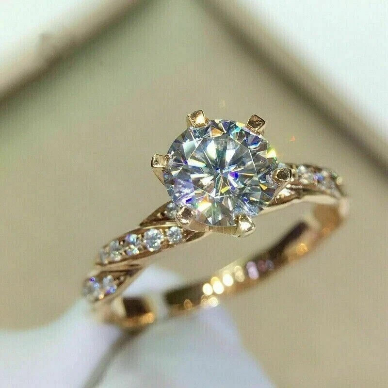 2Ct Round Cut Lab Created Diamond 14K Yellow Gold Plated Women’s Engagement Ring