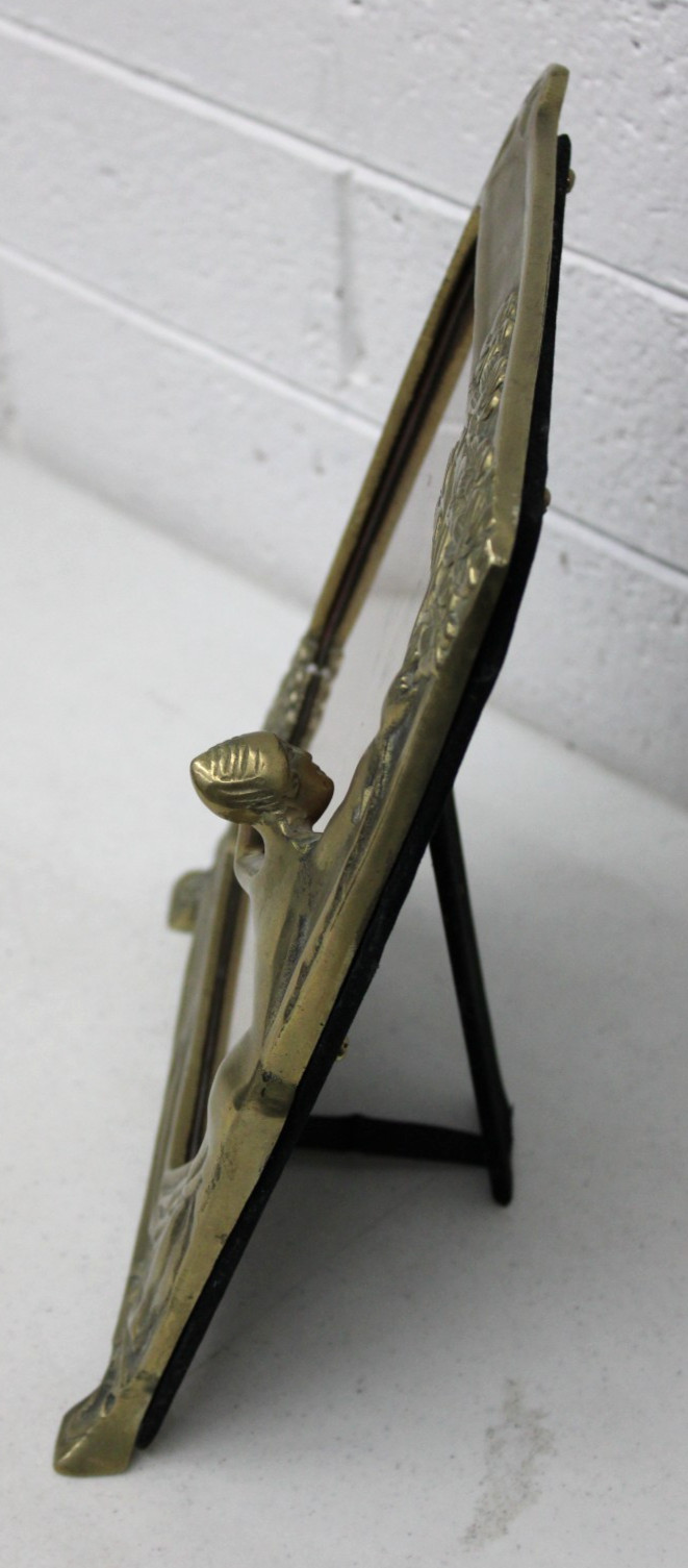 Vintage Art Nouveau Brass Fancy Picture Frame Lady by the Lake Fits 8″x11″ Photo