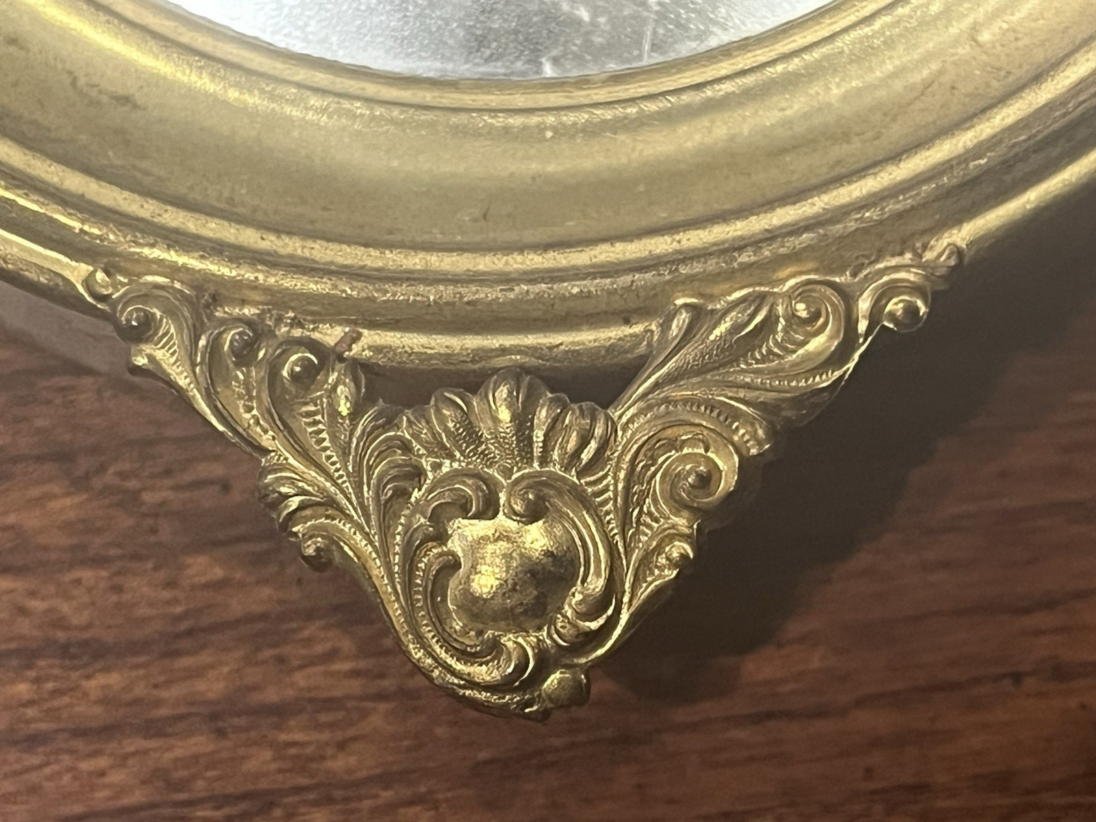 Vintage Pair of Small Gilt Brass American Eagle Crest Convex Mirrors