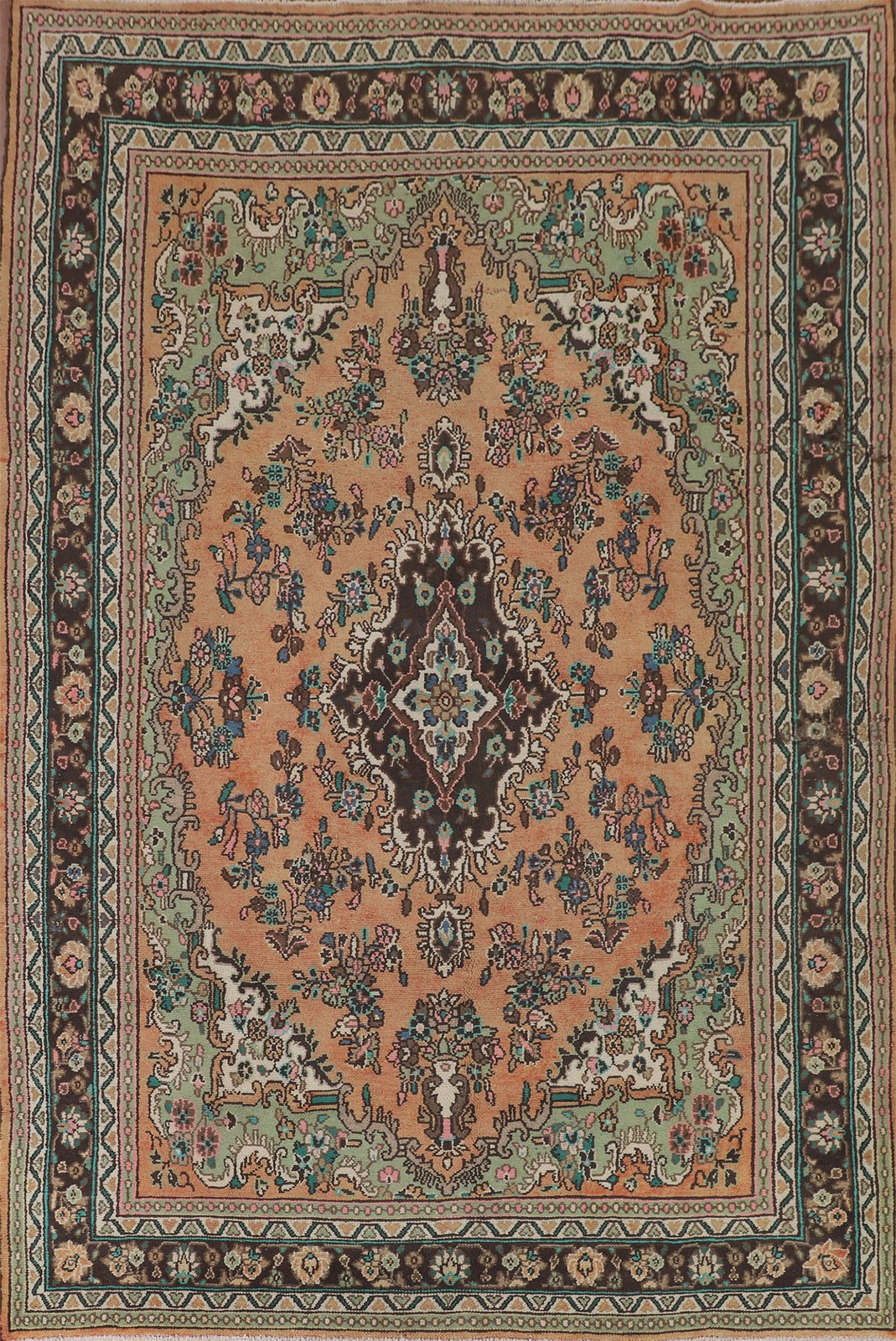 Vintage Wool Handmade Area Rug Rust Traditional Floral Classic Carpet 7×10