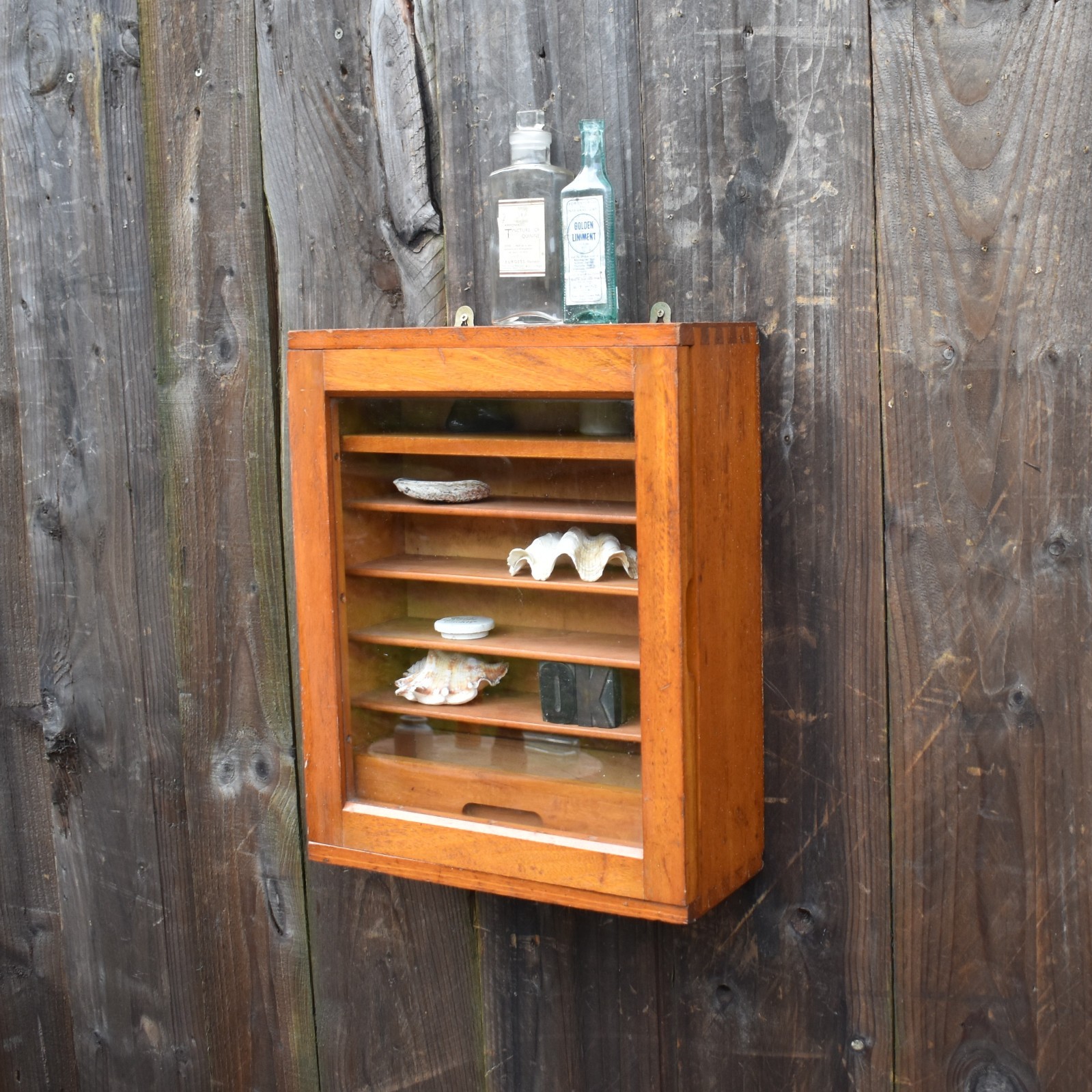 Vintage Remploy Engineer’s Workshop Collector’s Beech Bathroom Display Cabinet
