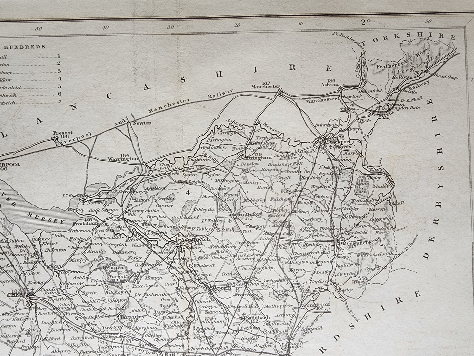 Antique c. 1850 county map – Cheshire – Joshua Archer – Chester – Wirral