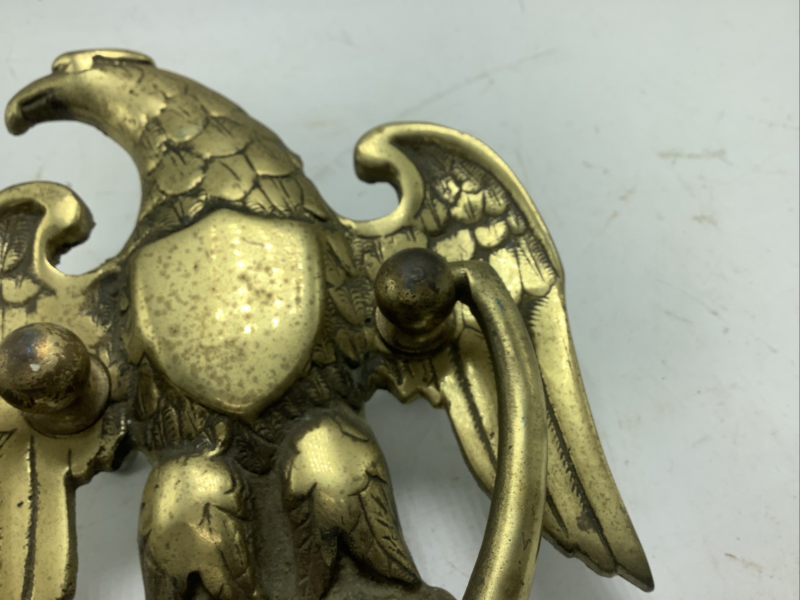American Eagle Cast Metal Brass Finish Vintage Door Knocker 8.5” x 6” Huge Big