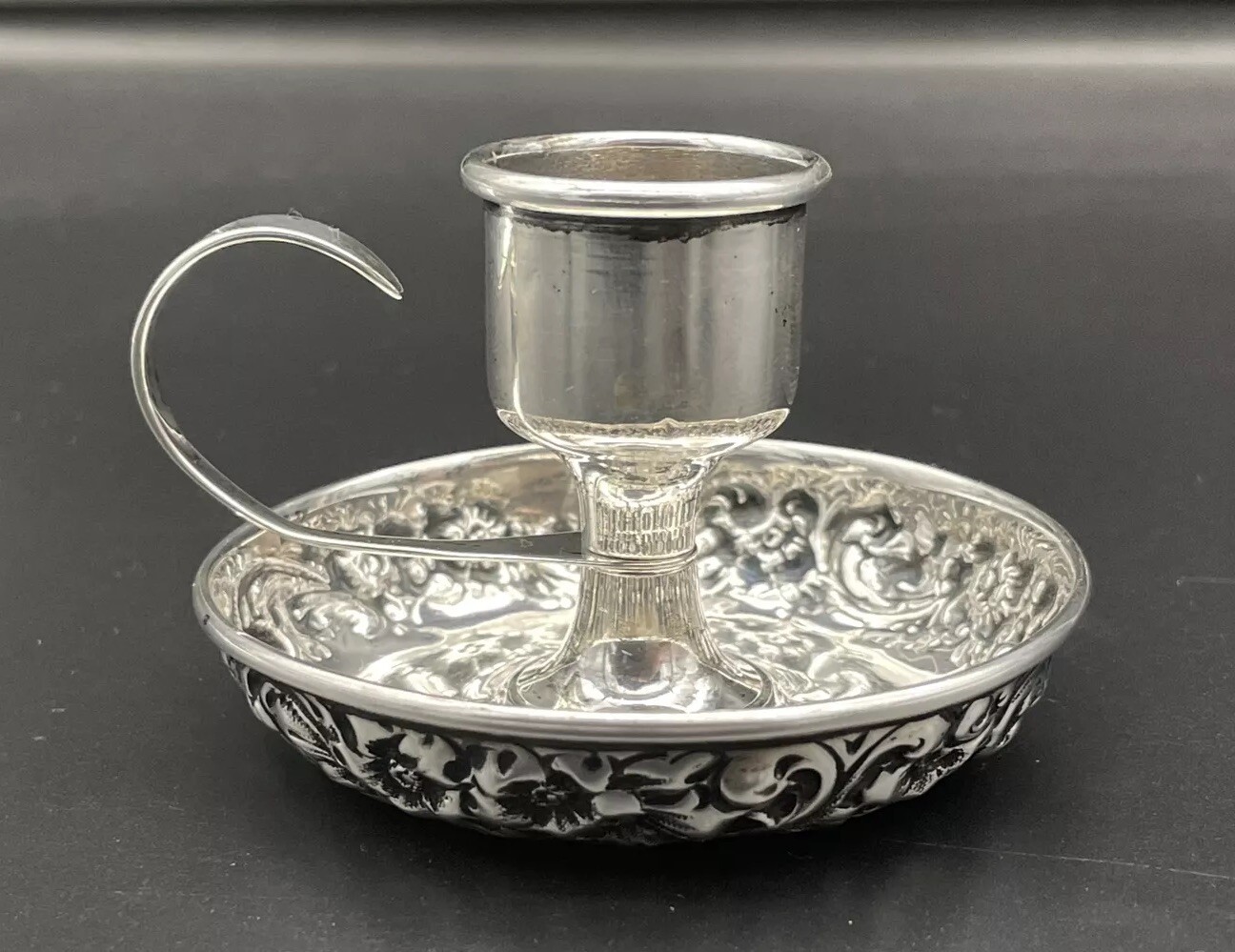 Webster Sterling Silver Floral Repousse Chamberstick