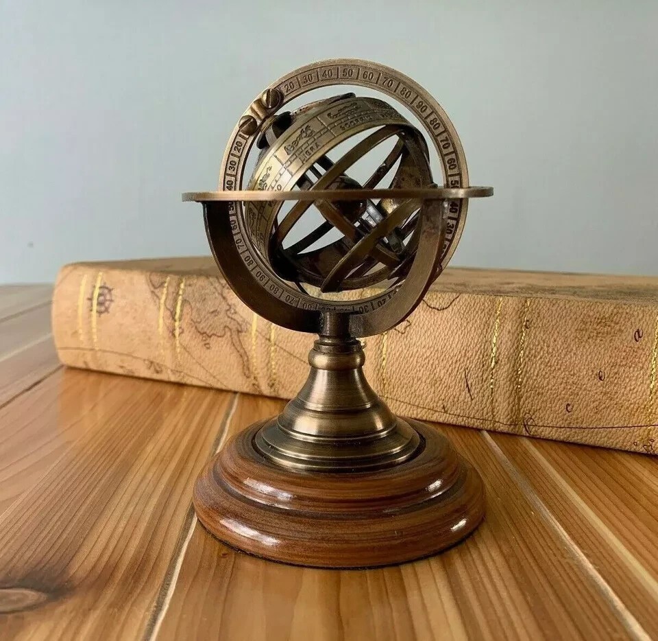 Antique Vintage Zodiac Armillary Brass Sphere Globe Astrology Horoscope GIFT