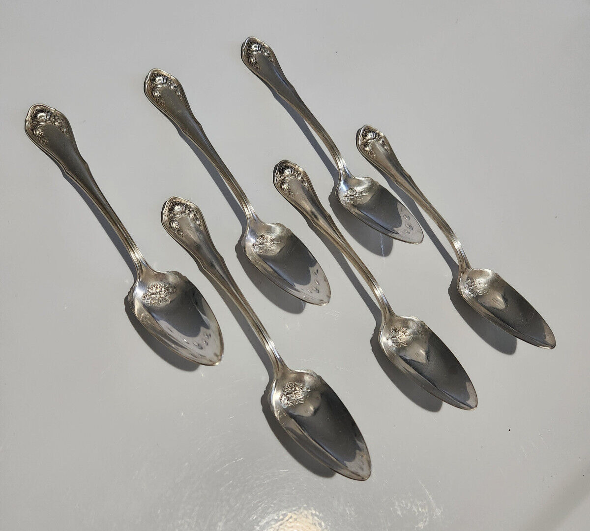 6 FRUIT SPOONS BRIDAL ROSE AKA LAROSE ONEIDA NIAGARA COMMUNITY RELIANCE PLATE